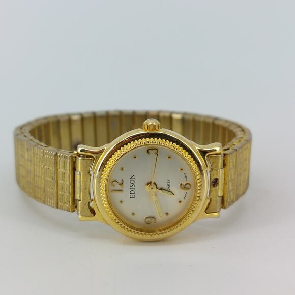 Edison Watch Gold Tone Bracelet Watch Wristwatch Japan Movt - Picture 15 of 16